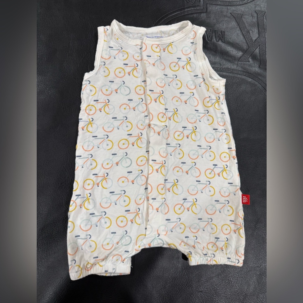 Magnetic Me White Bodysuit with Bicycle Print